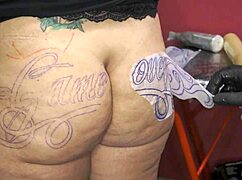 New Tattoo On Fat Ass!