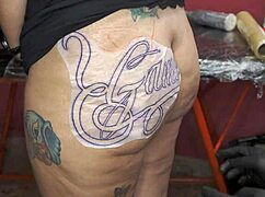 New Tattoo On Fat Ass!