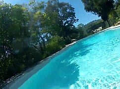 Dani Daniels dives into steamy pool fun with GoPro. Her oral skills shine by the water.