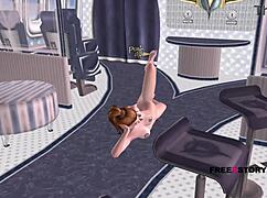 animated teen girl posing and fingering in airplane 😍