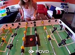 Alexis Adams in POV as loser eats winner out after blowjob.