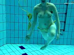 Lada Poleshuk shows big tits underwater in the pool