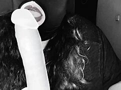 Homemade bbw fucking her dildo passionately in kinky setup.