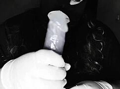 Homemade bbw fucking her dildo passionately in kinky setup.