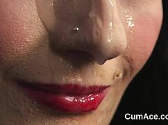 Randy Looker Eats Spunk in Bukkake Facial Cumshot