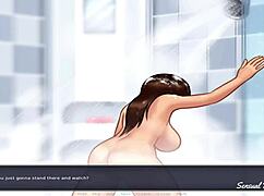 Summertime Saga Stepsister Gives Blowjob And Cumshot In Shower