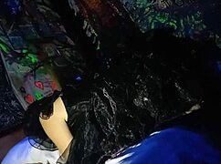 Here’s a wild Halloween tale of a teen dancing into a rough orgasm. She’s bent over, shaved pussy squirting with every move!