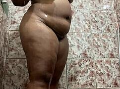 Ebony Beauty With Shaved Pussy Orgasms On Big Cock In Hidden Bath Video