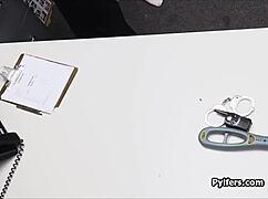 I gave titjob and blowjob to busty suspect in back office