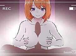 yotsuba takes cum in mouth after titty fuck