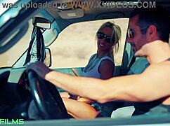 Fit kitty receives creampie in desert quickie