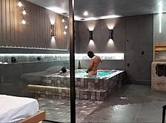 brunette in bathtub enjoys wild encounter with big black cock