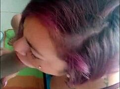 Perfect blowjob cum facial cumshot for a black teen