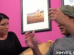 Chubby cutie in stockings gives footjob, wanna try?