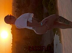 He catches mommy Noel masturbating and makes her orgasm outdoors