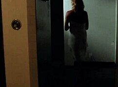 Blonde dances nude in sauna at night club