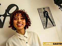 curly redhead latina excited for first anal cumshot