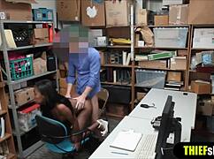 hot ebony teen 18+ caught shoplifting gets punished with hard interracial doggystyle on cctv