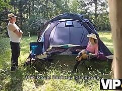 Teen Brunette Fucks Old Man Outdoor POV