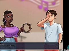 in summertime saga, i cum hard inside the french teacher's tight pussy.