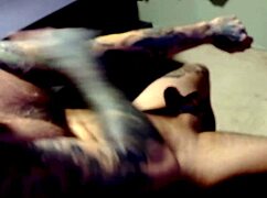 Stroking my big white cock to orgasm