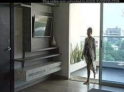 Colombian Nympho Takes Giant Dildo Anal While Masturbating Tits