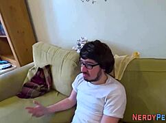 Busty British babe tricked into her first handjob and blowjob?