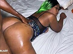 the interesting african club dancer from ghana performs doggystyle, missionary, and cowgirl riding in the night club