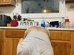 anna maria, mature latina pornstar, dances and does dishes with big tits