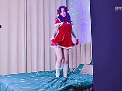 Elf Misato enjoys a quiet Christmas Eve activity