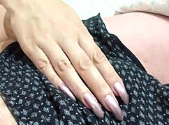 Amateur Girl Gives Intense Handjob With Clear Purple Nails.