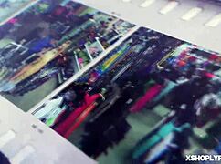 Abby Adams bent over for police officer in shop