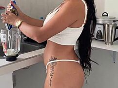 Join me making breakfast with my big tits and ass.