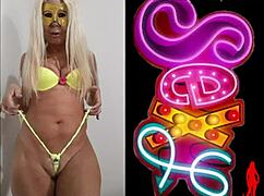 Blonde mature woman in sexy lingerie.