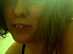 sucking my boyfriend's dick while he watches my tits