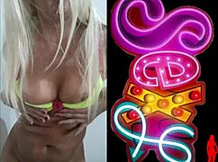 Blonde mature woman in sexy lingerie.