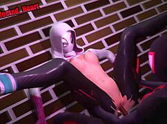 spider gwen fucked up a wall