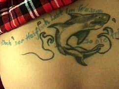 Latina wife bent over in doggystyle with tattoos