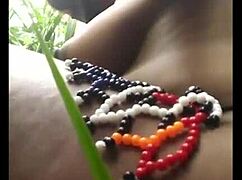 Mysterious Ebony Girl Fingers Pussy In Forest