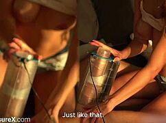 Wow! Beautiful Latina teen ramps up her boyfriend's load in autoblow!