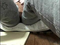 Japanese girl masturbates alone in front of the camera, getting excited watching herself.