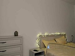 Glasses brunette masturbates in hot black bikini