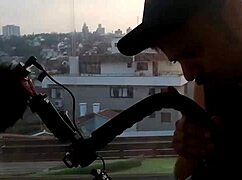 Hey, filming my latina babe on the balcony getting drilled