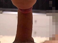 Teen babe notices my big cock throbbing as she swallows cum