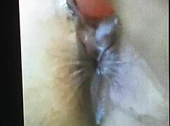 Masturbating intensely with dildo to orgasm