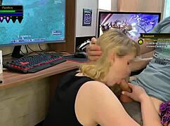 Blonde Milf Annycandy Painboy Sucks Cock While Boyfriend Games on Warcraft