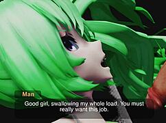 Miku dominates casting couch with intense blowjob action in 3D anime part 2