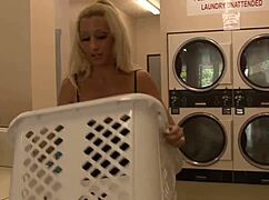 The meeting in the laundry room turns into a great fuck with cumshot and facial