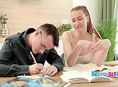 Is this petite shaved teen hot for stepbrother?