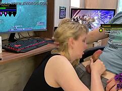 Blonde Milf Annycandy Painboy Sucks Cock While Boyfriend Games on Warcraft